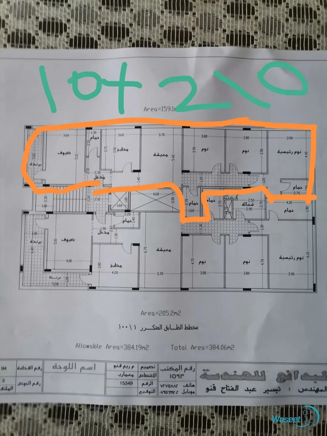 طابق اخير مع رووف 218م للبيع جنوب كليه الطب والصيدلة لجامعة اليرموك