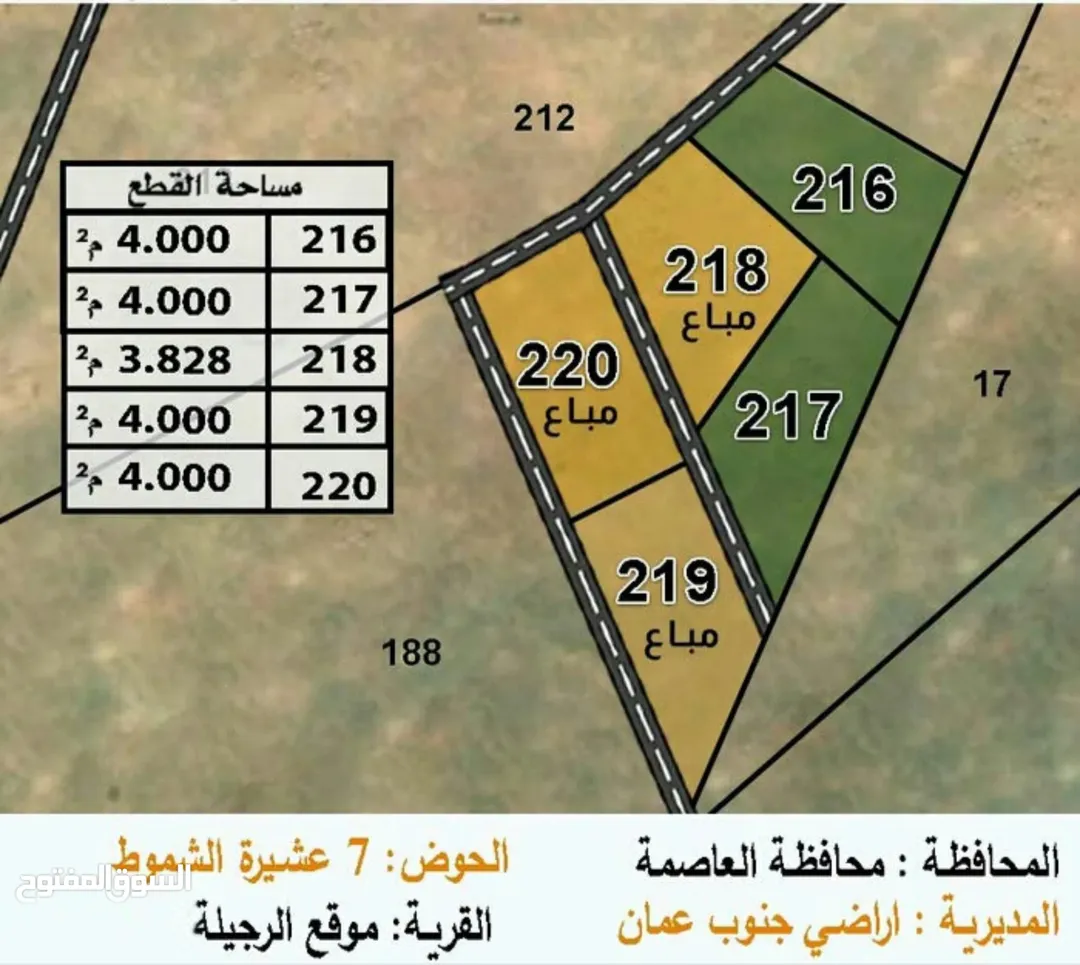 4 دونم للبيع في الرجيلة العامرية