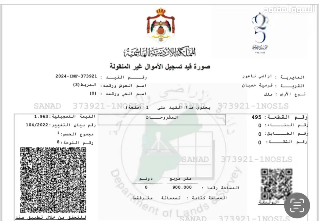 ارض سكن أ للبيع ذات اطلالة جميلة في ناعور طريق الجامعة الالمانية في منطقة جميلة ومرتفعة ومطلة
