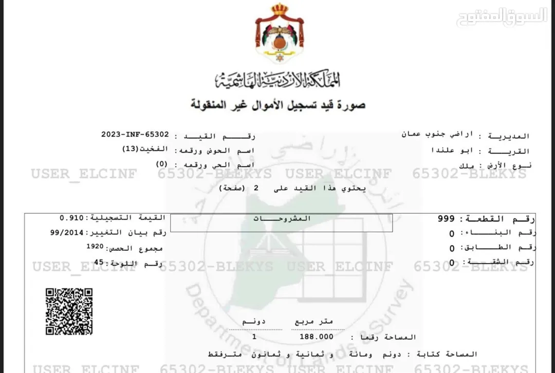 قطعة أرض مميزة للبيع في أبو علندا حوض الفخيت