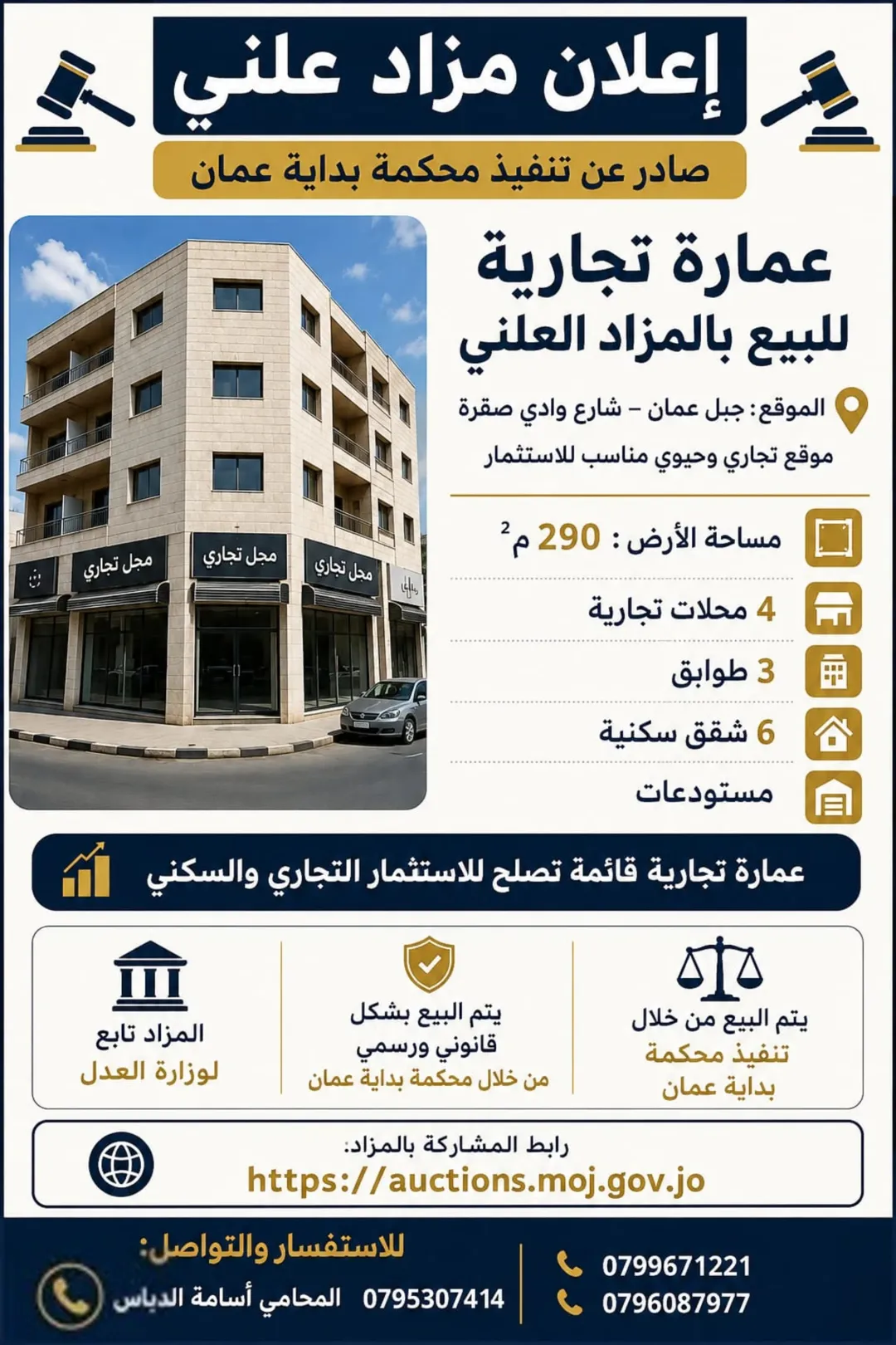 عمارة تجارية وسكنية للبيع في وادي صقرة – عمان
