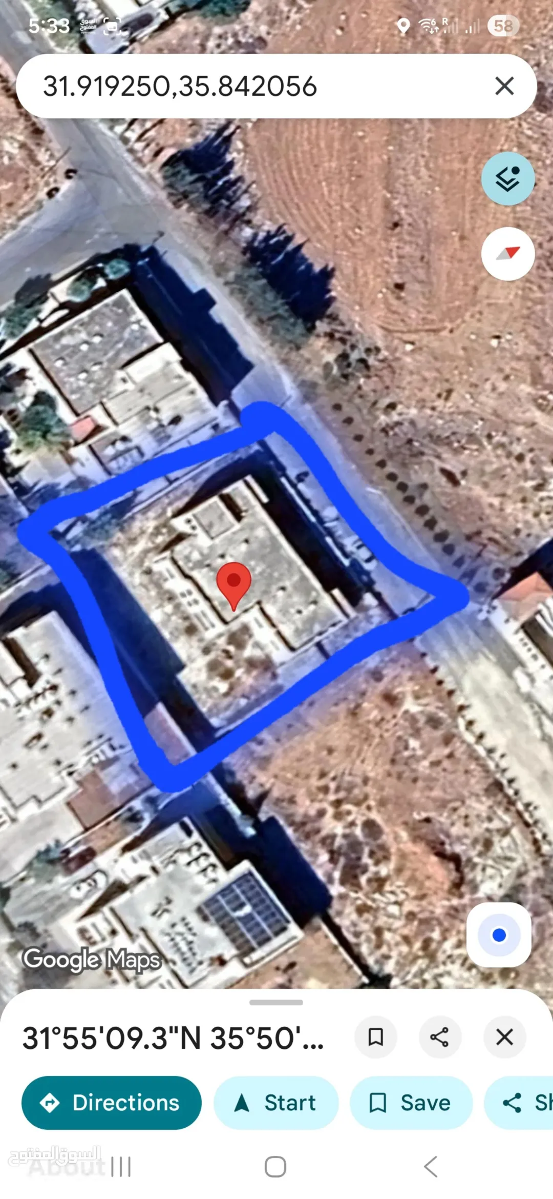 أرض للبيع مع فيلا عظم في منطقة الظهير – عمان