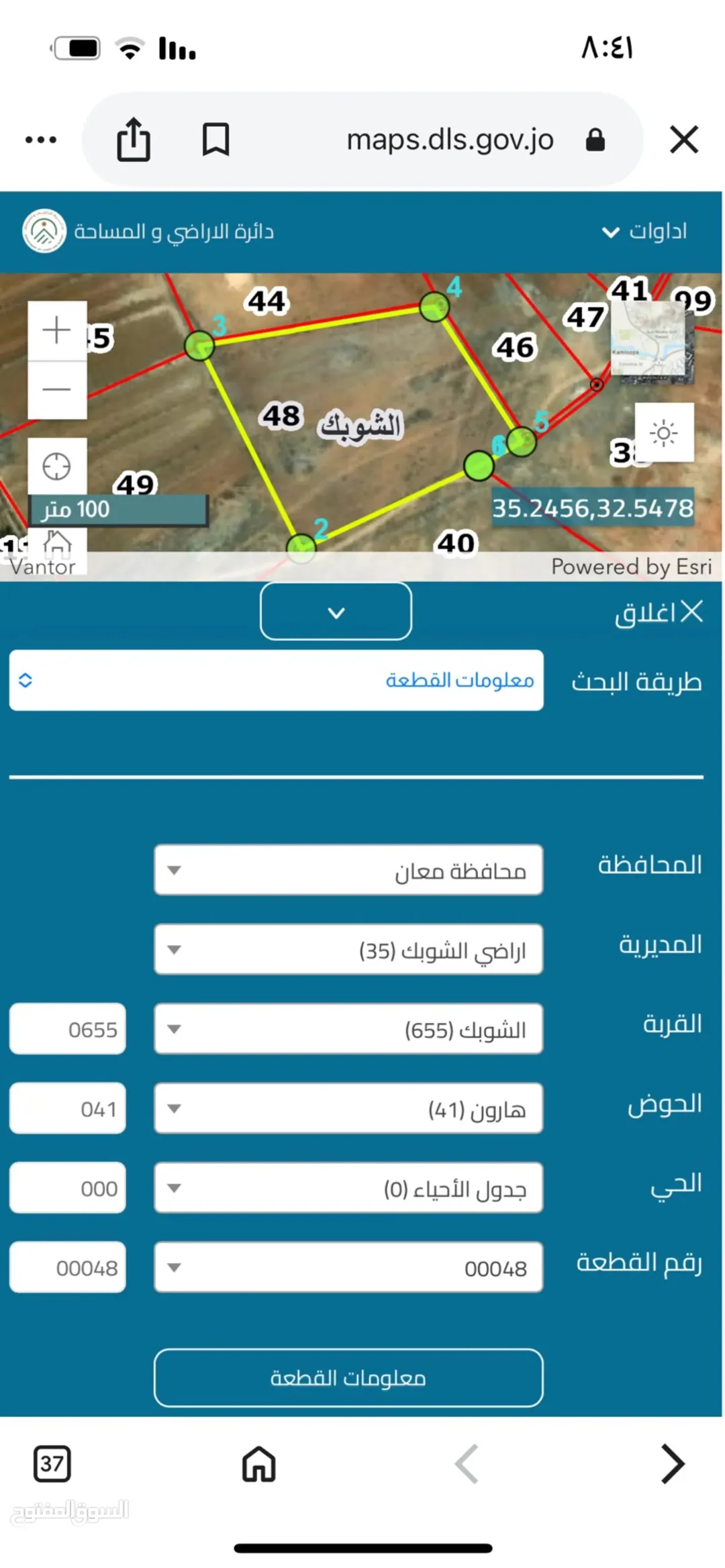 قطعة أرض مميزة في الشوبك على مشارف التنظيم