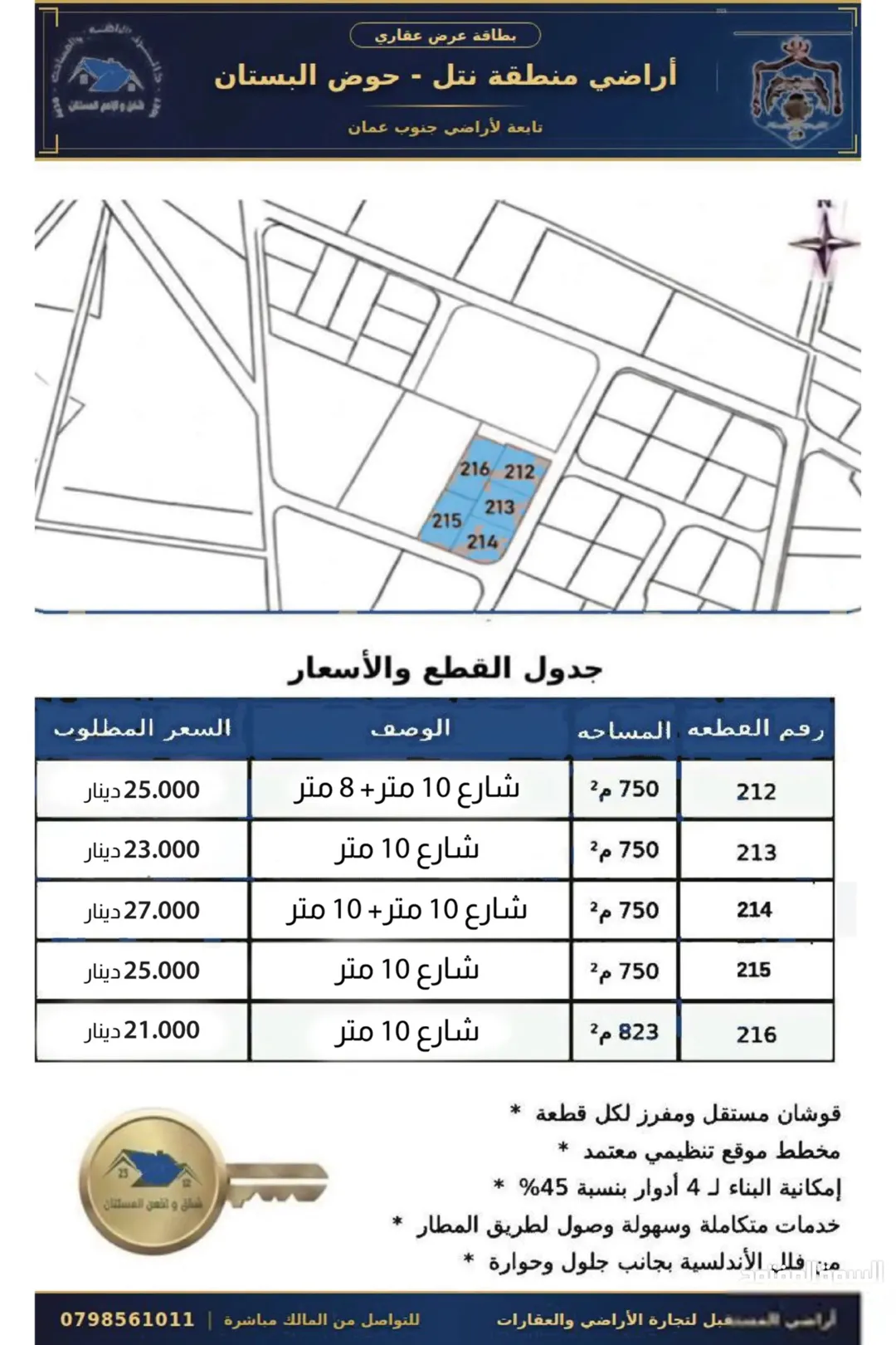 ارض للبيع في نتل وحوارة طريق المطار