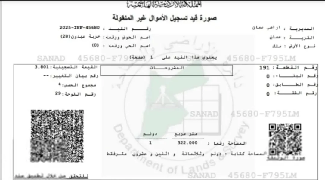 عبدون – احكام خاصه – سكن ب – 1322 متر مربع