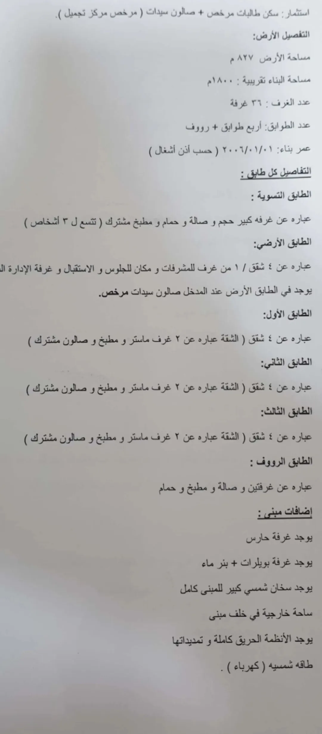 مجمع تجاري واستثماري لسكن الطالبات في الجبيهة