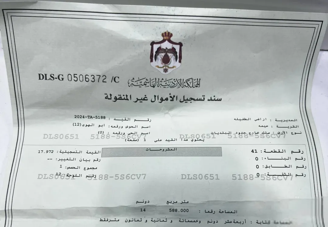 أراضي للبيع في الطفيلة المتر 24قرش
