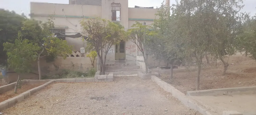 منزل مستقل للبيع الزرقاء بيرين مساحه الأرض 4250 والبيت 150 متر عليها سور مزروعه أشجار متنوعه فواكه