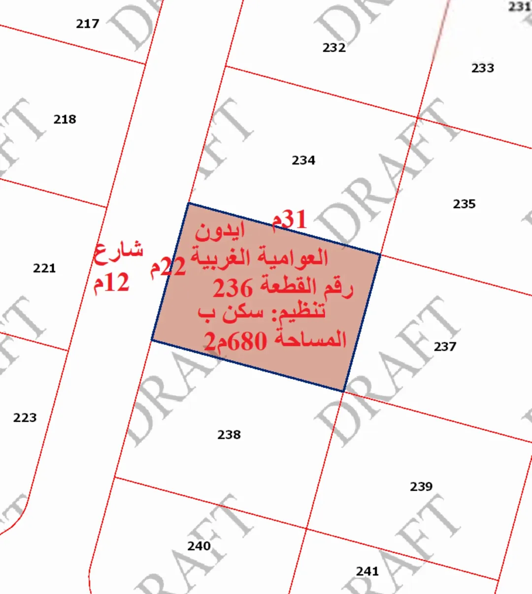 أراضي سكنية مفروزة للبيع في منطقة إيدون – محافظة إربد