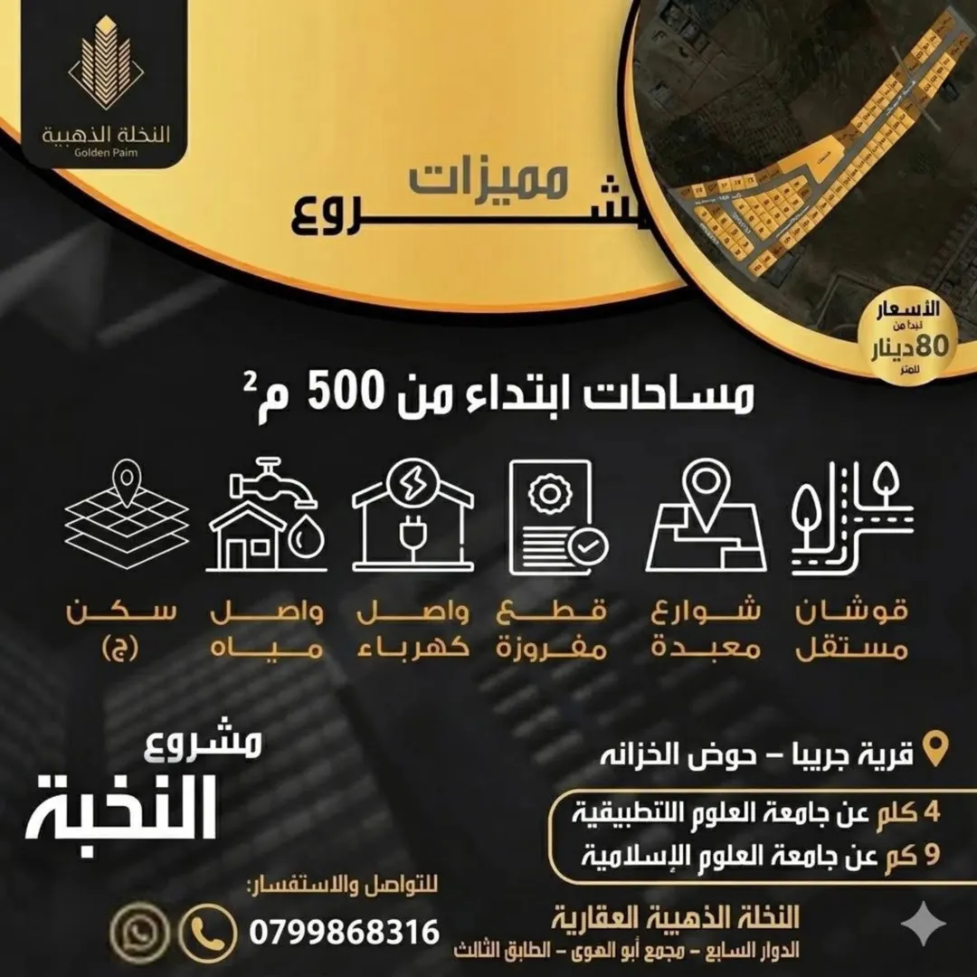 مشروع أراضي النخبة للبيع – شفا بدران موقع مميز بالقرب من ترخيص شفا بدران