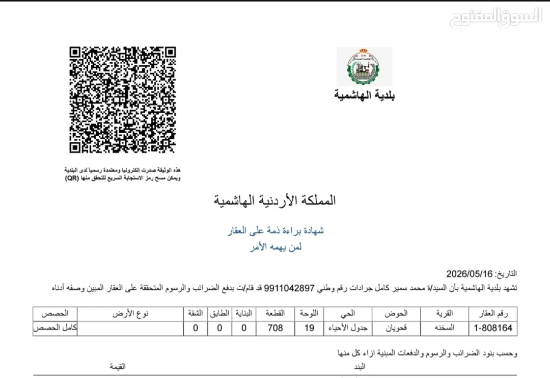 قطعة أرض تجارية مميزة للبيع في الزرقاء – السخنة