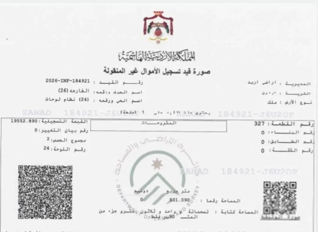 ارض مميزة للبيع في اربد إطلالة بانورامية