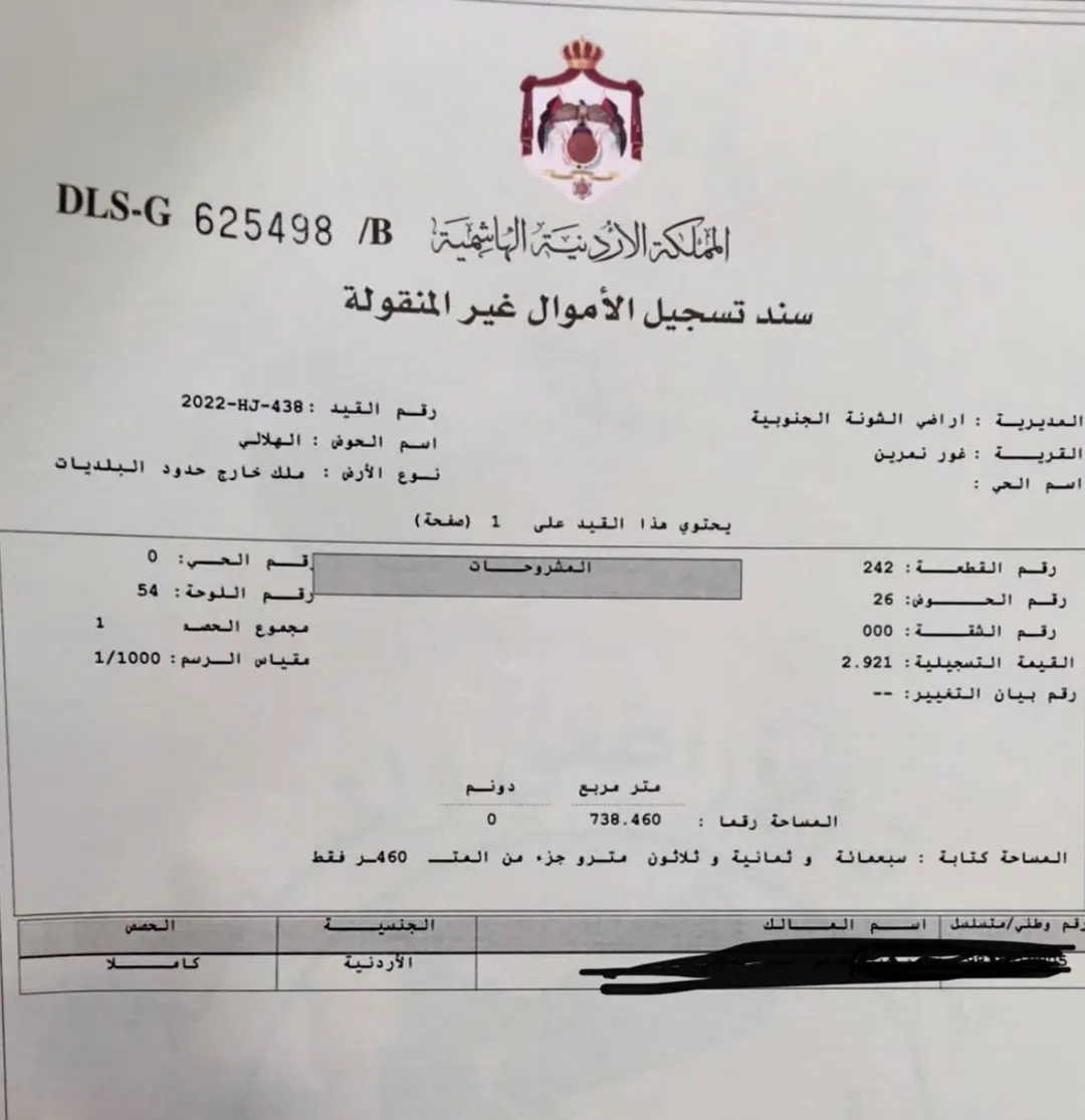 أرض مميزة للبيع في غور نمرين