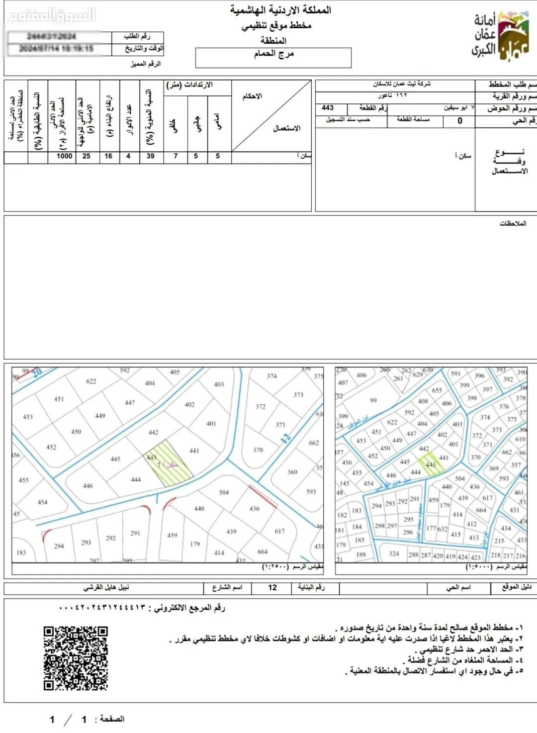 أرض ذات إطلالة خلابة تصلح لبناء إسكان في أجمل مناطق مرج الحمام