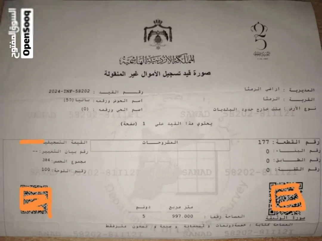 أرض للبيع في الرمثا – 6 دونمات مفروزة بموقع مميز