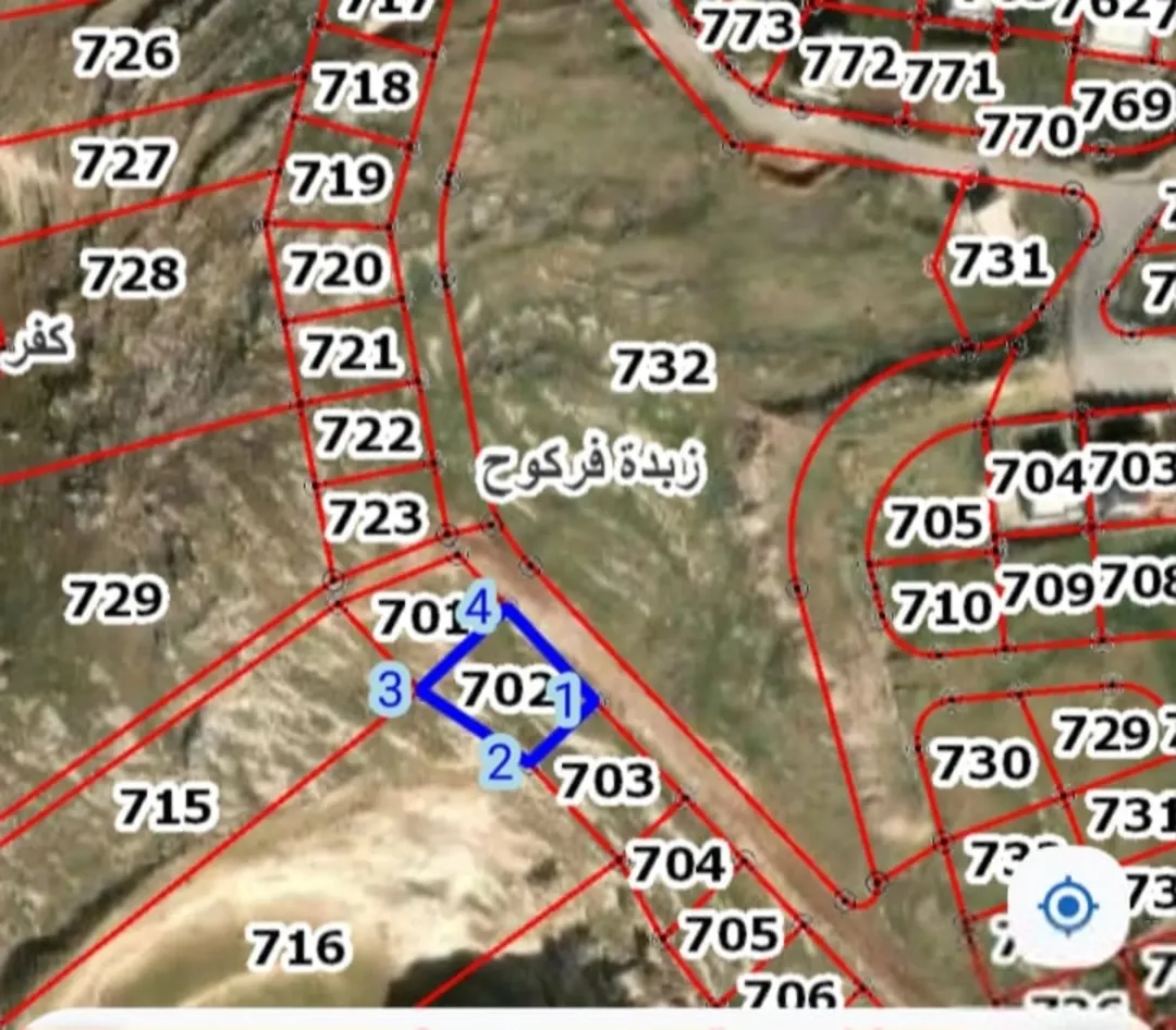 أرض في زبدة فركوح مساحة 952م الظهر لوحة32