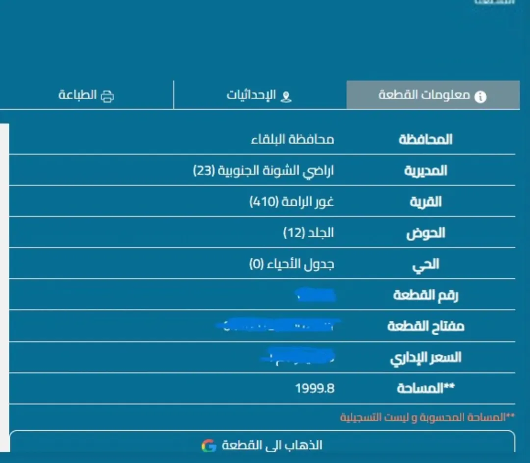 أرض مميزة بمساحة 2 دونم على شارعين في منطقة البحيرة – البحر الميت