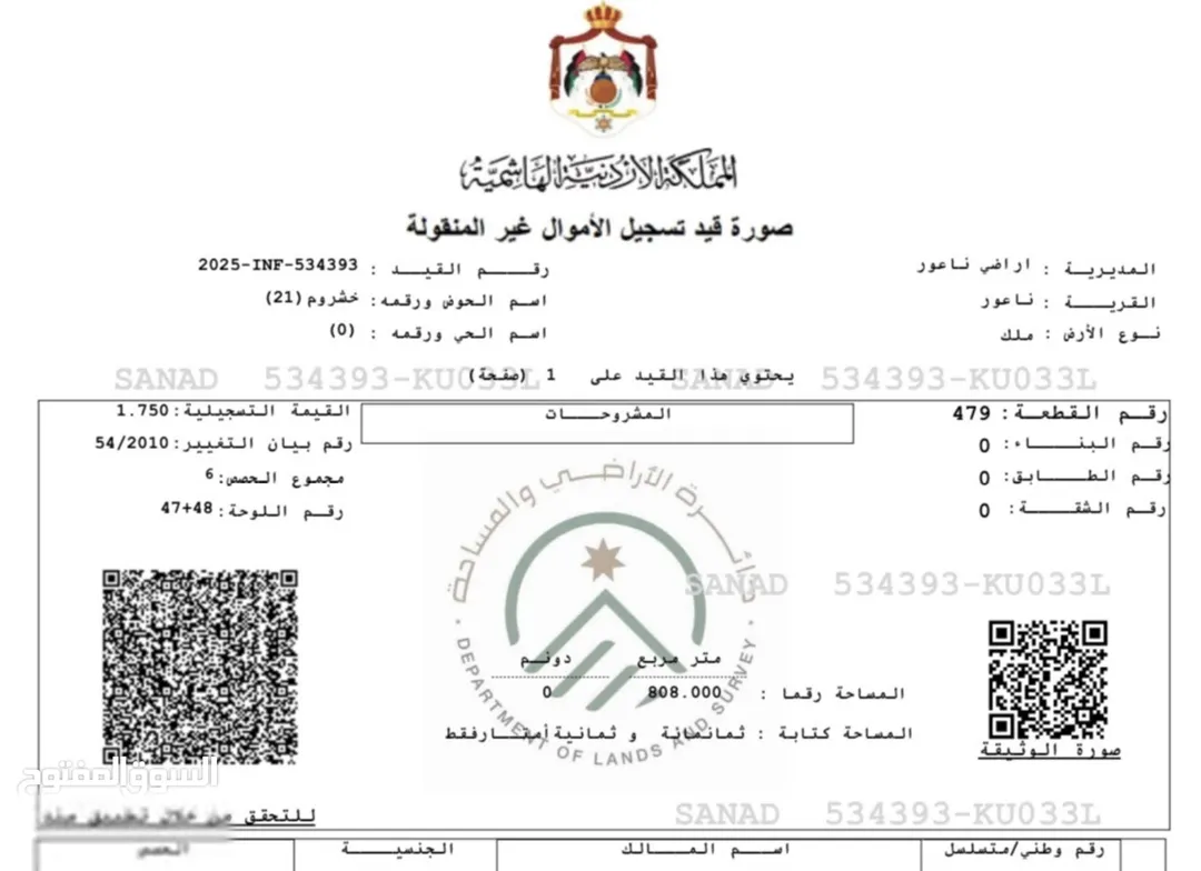 أرض سكنية مميزة للبيع في كمباوند جرين لاند – ناعور