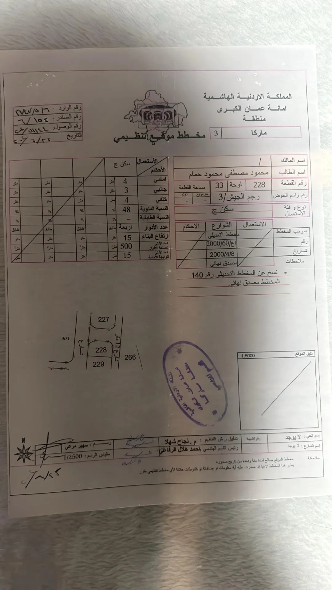 ارض سكنية على ثلاث شوارع ماركا سكن ج