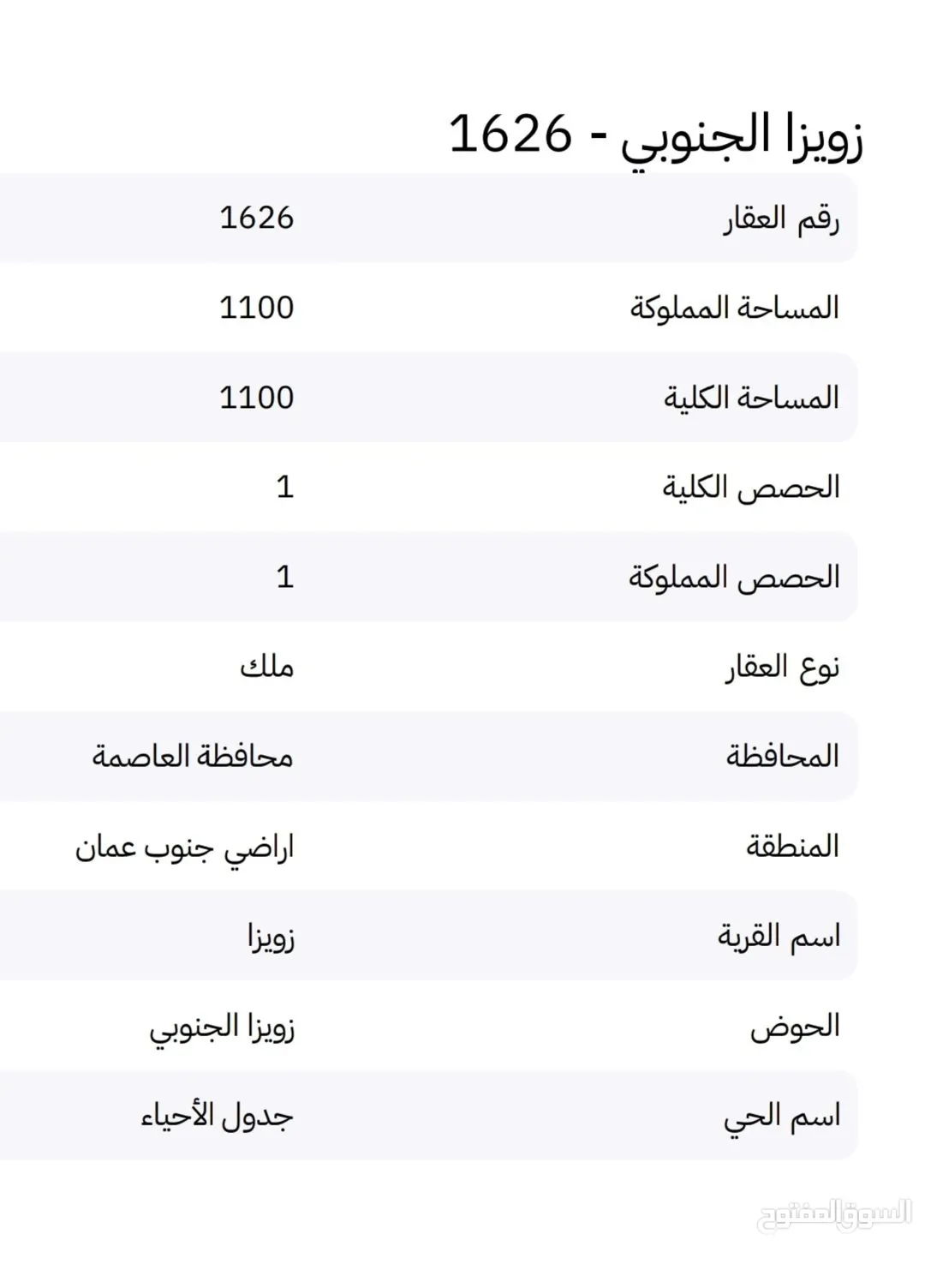 أرض للبيع في زويزا – جنوب عمان