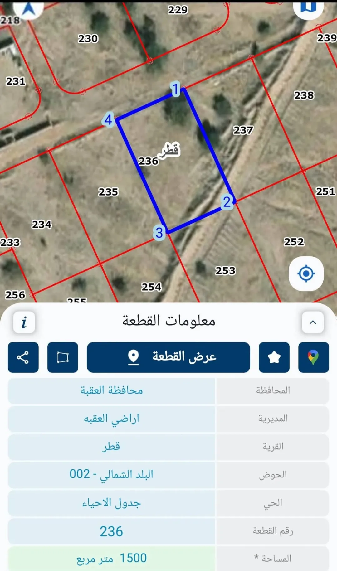 أرض سكنية للبيع في قرية قطر – محافظة العقبة