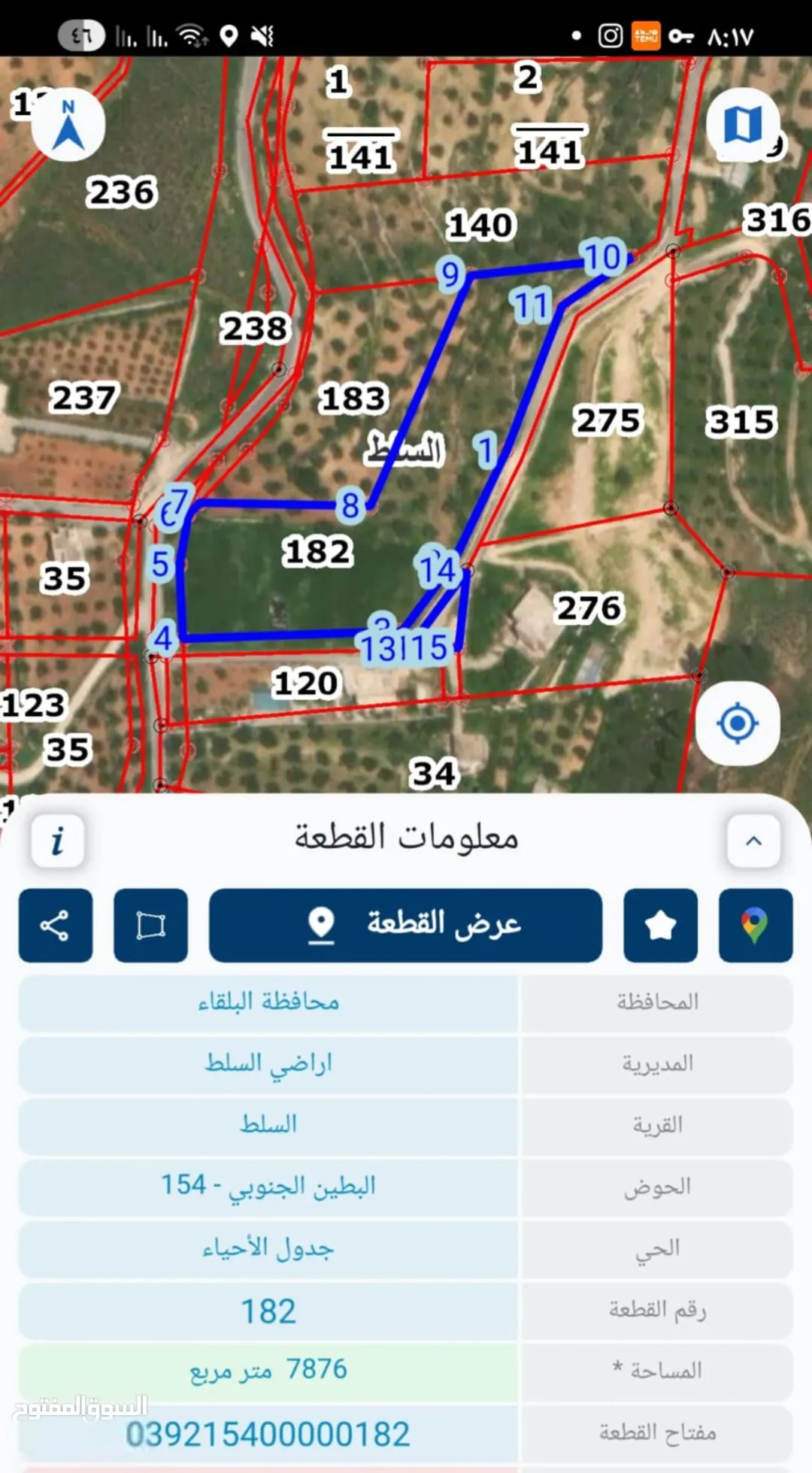 أرض زراعية للبيع في السلط – البطين الجنوبي بإطلالة بانورامية ساحرة