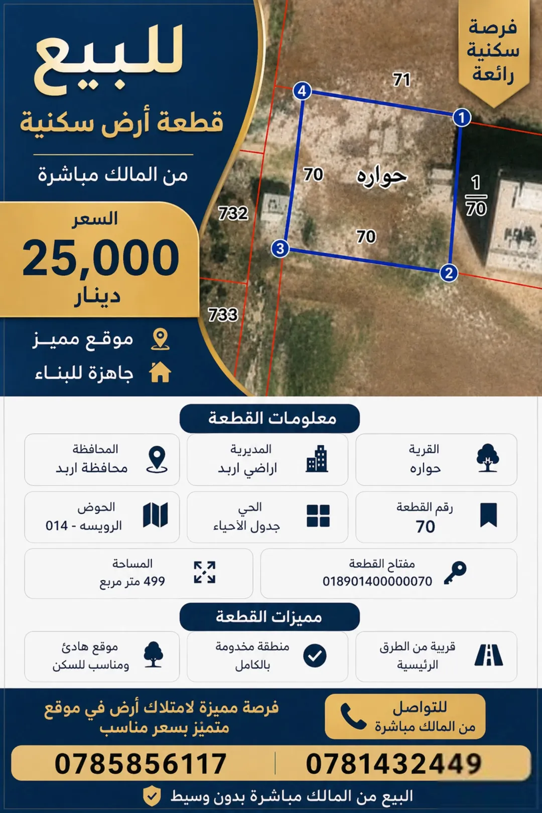 أرض سكنية مميزة للبيع في حوارة