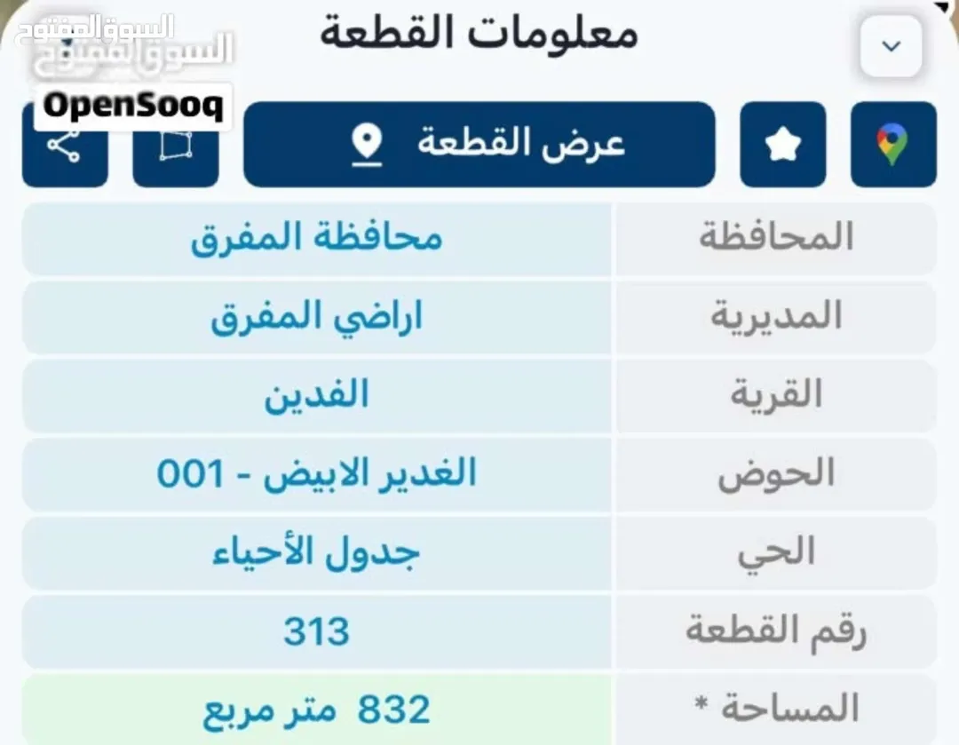 قطعة أرض سكنية مميزة للبيع في المفرق – الغدير الأبيض