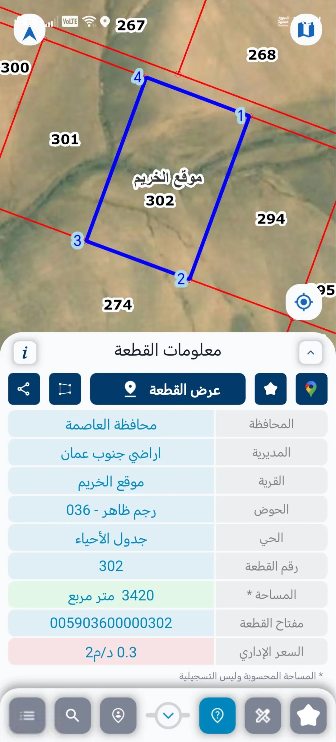 أرض مميزة للبيع في منطقة الخريم