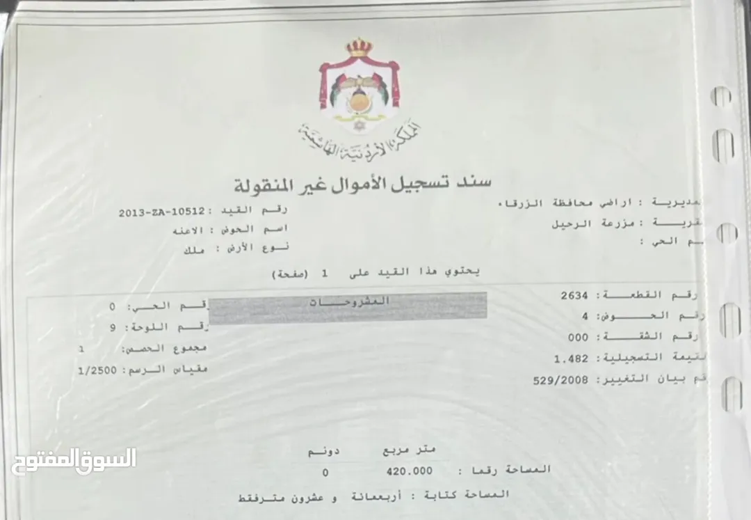 ارض للبیع قریة مزرعة الرحیل