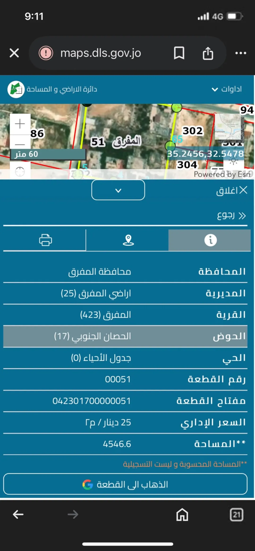 دونم أرض سكني للبيع في المفرق منطقة الشويكة الحصان الجنوبي