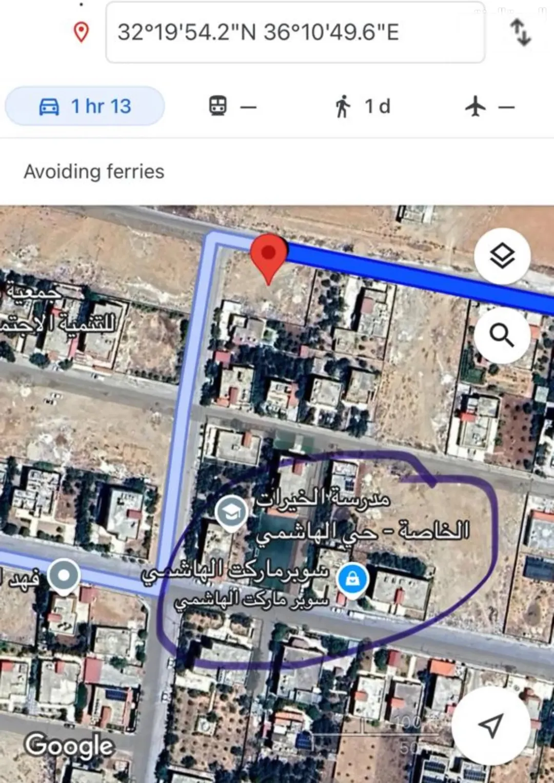 دونم أرض سكني للبيع في المفرق منطقة الشويكة الحصان الجنوبي