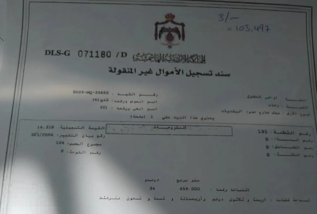 أرض زراعية للبيع في منطقة رحاب – مفروزة قوشان مستقل