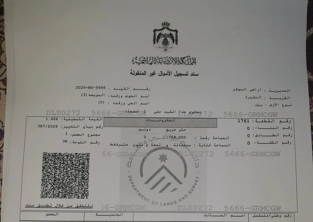 قطعة أرض مميزة في الموقر مفروزة سكن ب