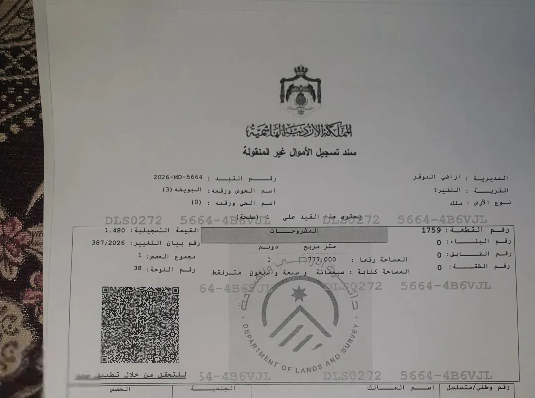 قطعة أرض مميزة في الموقر مفروزة سكن ب