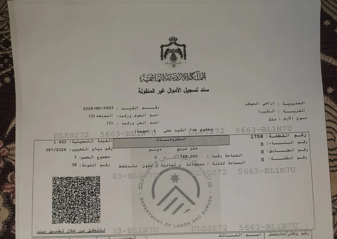 قطعة أرض مميزة في الموقر مفروزة سكن ب