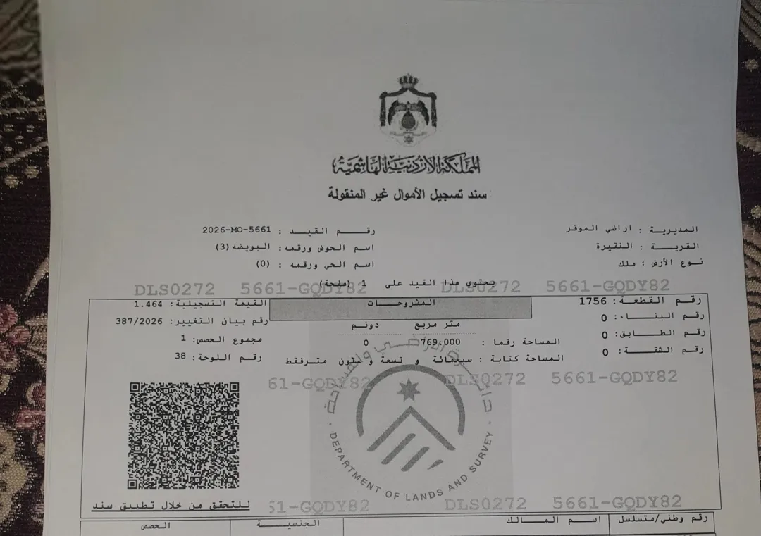 قطعة أرض مميزة في الموقر مفروزة سكن ب