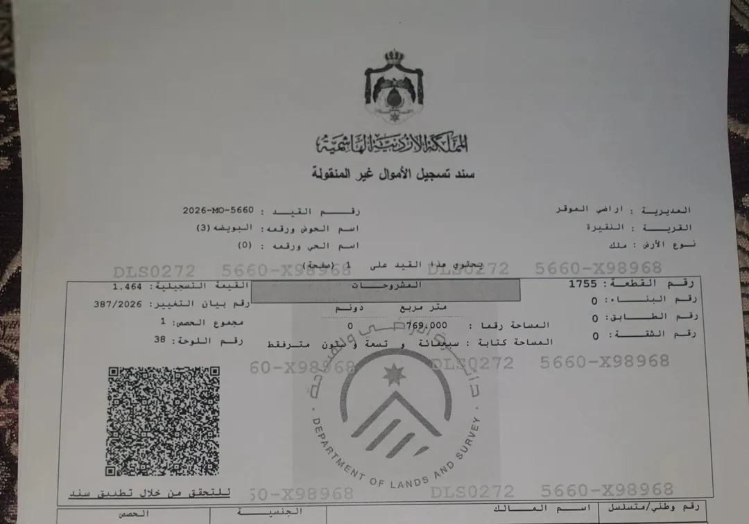 قطعة أرض مميزة في الموقر مفروزة سكن ب
