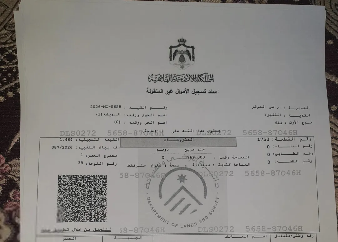 قطعة أرض مميزة في الموقر مفروزة سكن ب