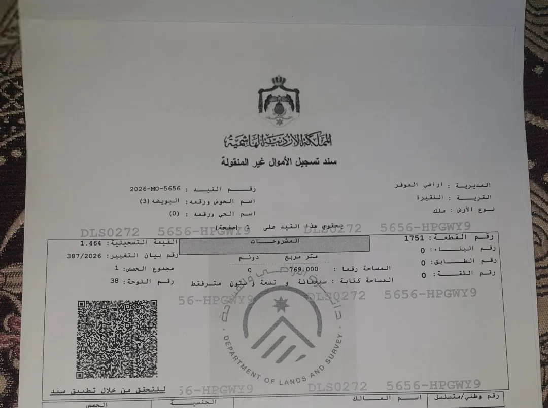 قطعة أرض مميزة في الموقر مفروزة سكن ب