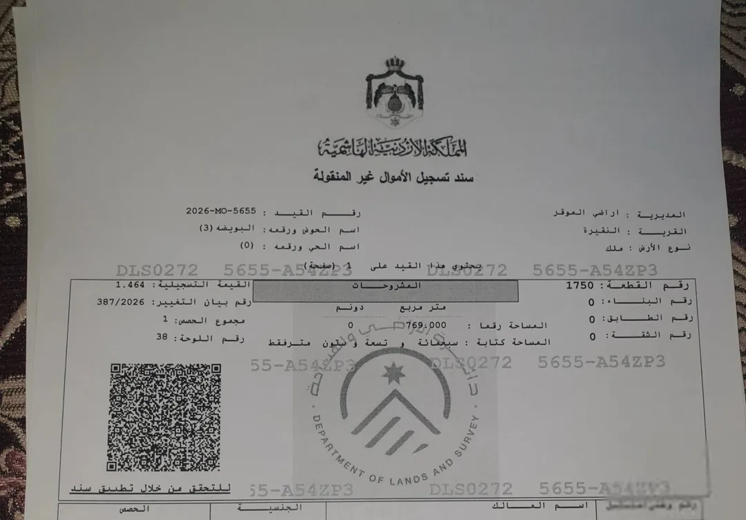 قطعة أرض مميزة في الموقر مفروزة سكن ب