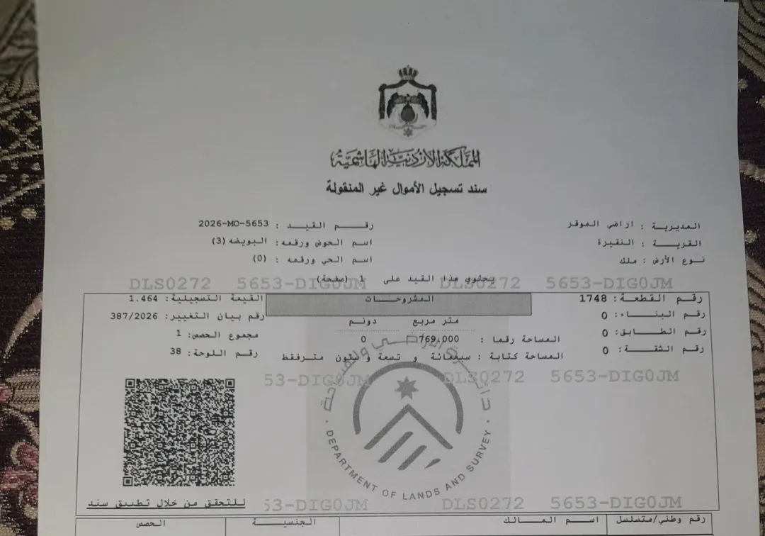 قطعة أرض مميزة في الموقر مفروزة سكن ب