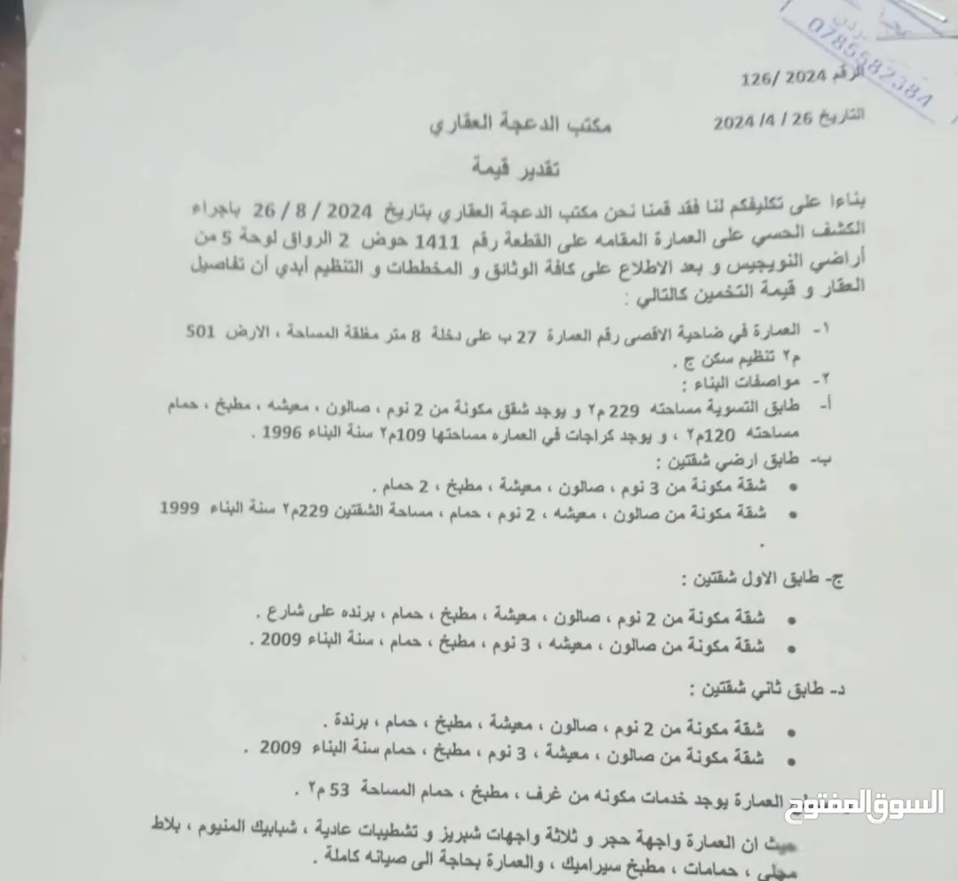 عمارة للبيع في ضاحية الأقصى – عمان