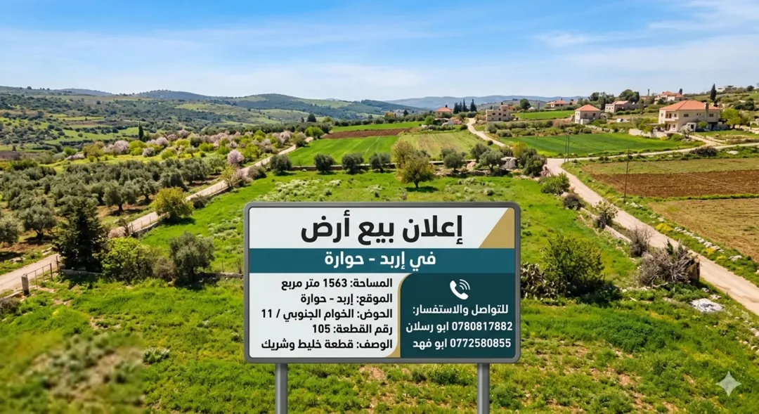 قطعة أرض مميزة للبيع في اربد حواره