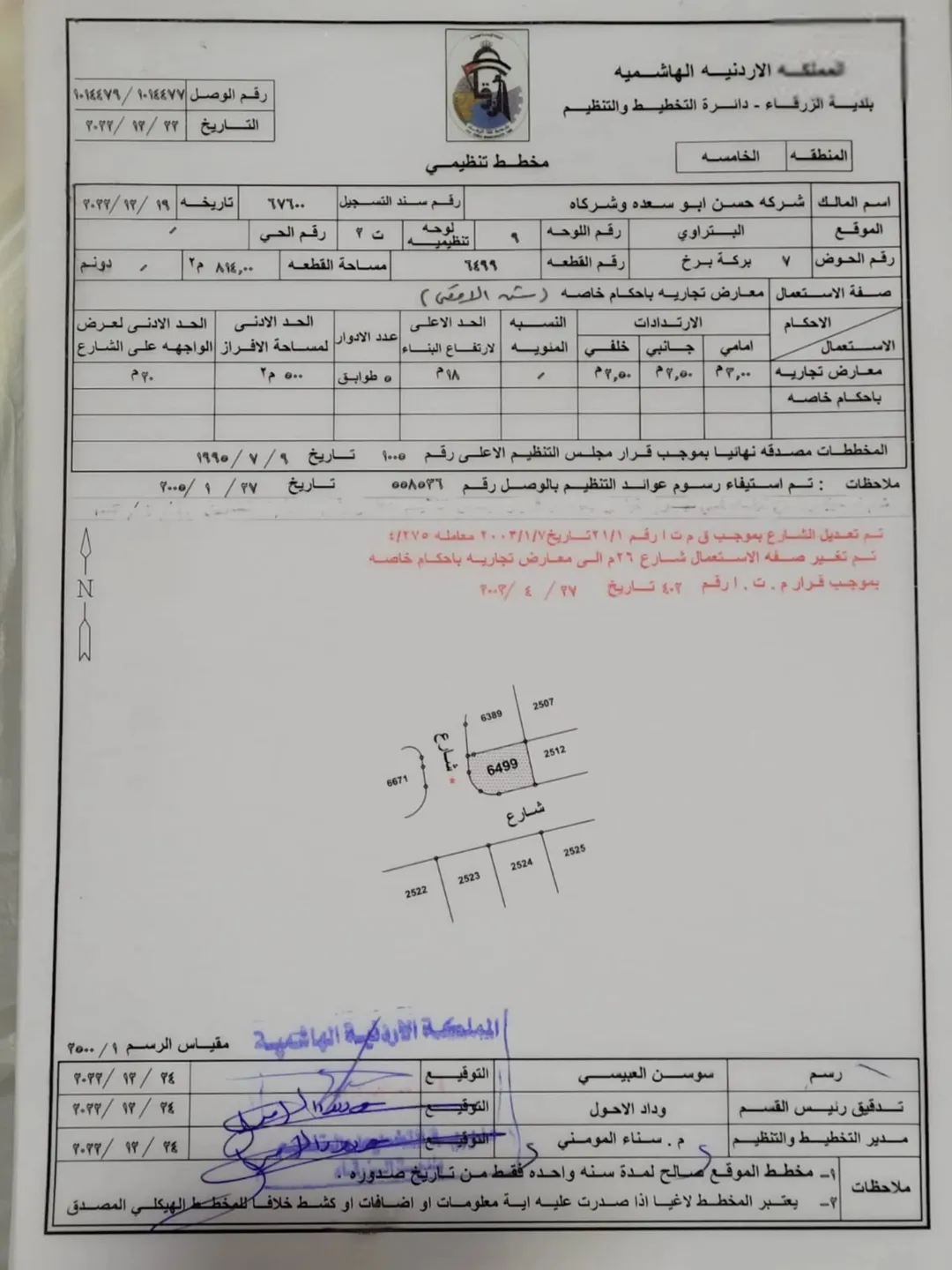 أرض تجاري في شارع 26 الزرقاء الجديدة للبيع تقع على شارعين