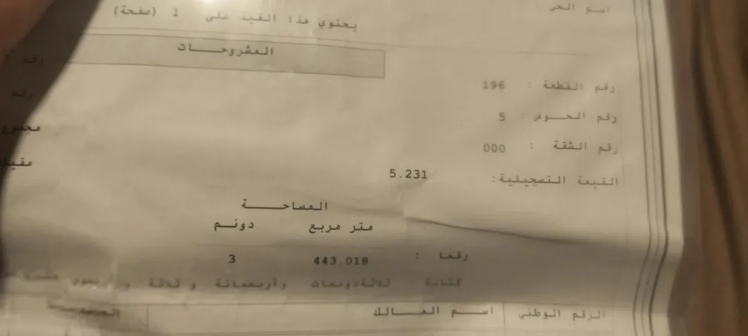 قطعة ارض سكن أ الموقر 3 دونمات و443 على شارعين تبعد عن شارع ال60 نمرة بسعر مميز