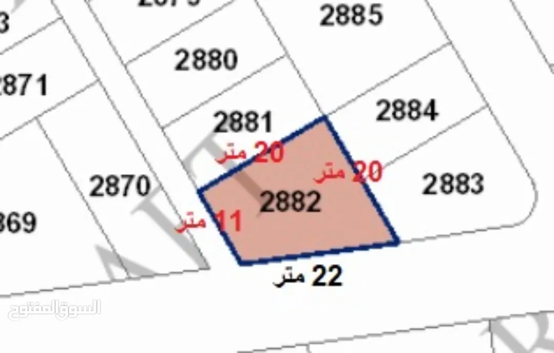 ارض للبيع الزرقاء جبل طارق 314 متر مربع تصلح لبناء اسكان