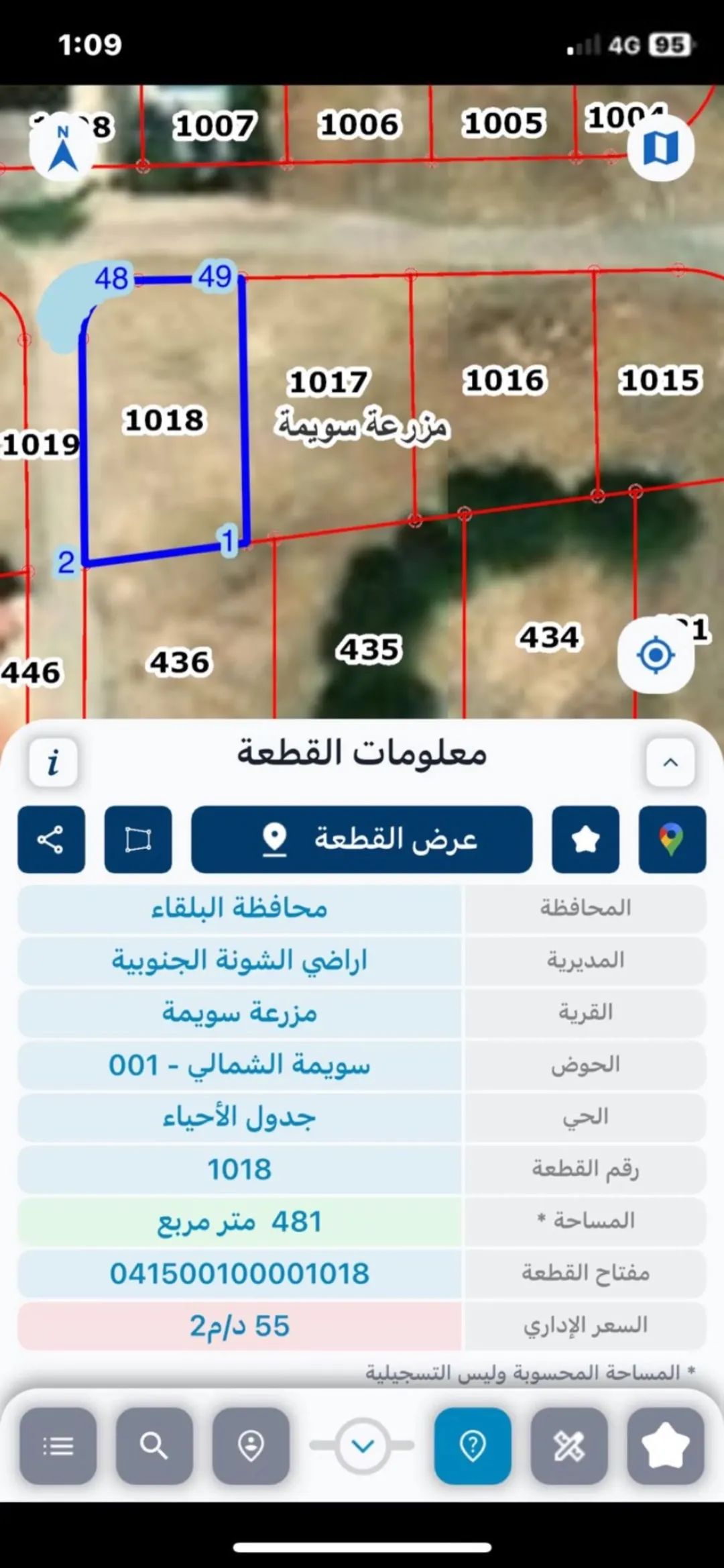 أرض سكنية للبيع في السويمة بمطل بحري – البحر الميت