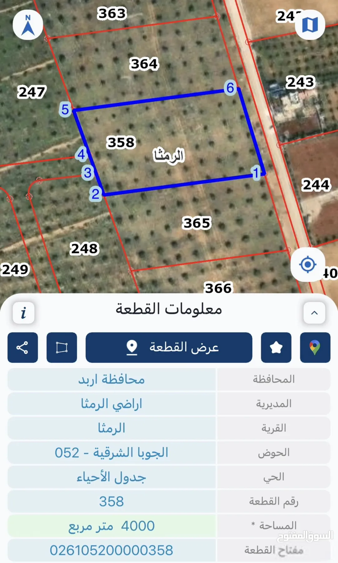 أرض زراعية للبيع في الرمثا – قوشان مستقل مشجرة زيتون