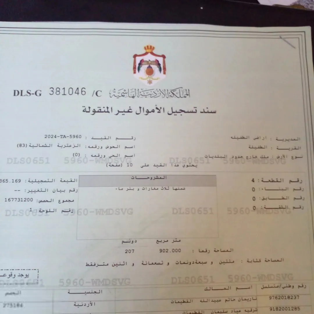 أرض سكنية للبيع في الطفيلة – منطقة العيص